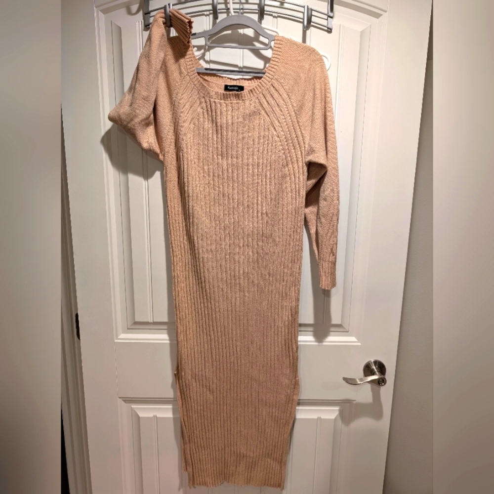 Khaki sweater Maxi Sweater dress.